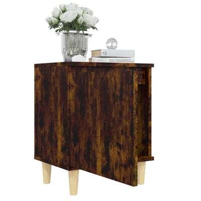 vidaXL Nočný stolík s nohami z masívneho dreva tmavý dub 40x30x50 cm