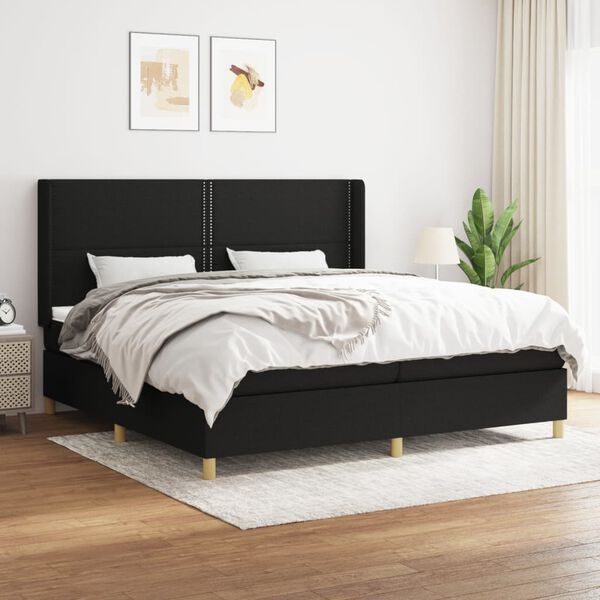 vidaXL Boxspring posteľ s matracom čierna 200x200 cm l&aacute;tka