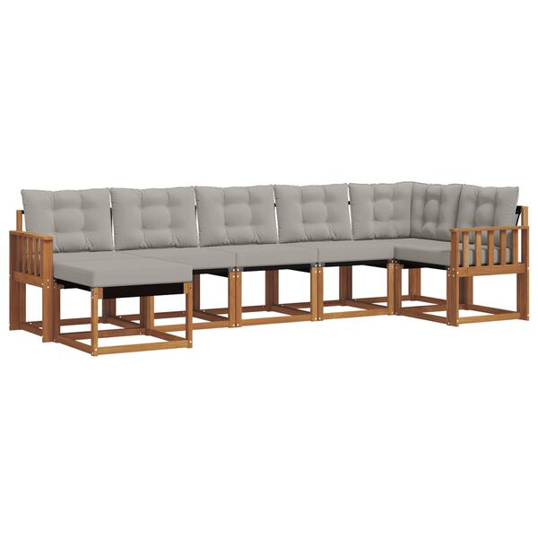vidaXL Z&aacute;hradn&aacute; s&uacute;prava gaučov s vank&uacute;&scaron;om 7 pcs Pr&iacute;rodn&aacute; a svetlosiv&aacute;