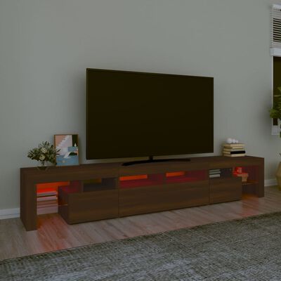vidaXL TV skrinka s LED svetlami hnedý dub 230x36,5x40 cm
