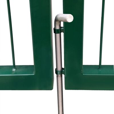 vidaXL Záhradná plotová brána so stĺpikmi 350x140 cm, oceľ, zelená
