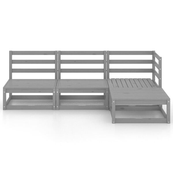 vidaXL 4-dielna z&aacute;hradn&aacute; sedacia s&uacute;prava siv&aacute; borovicov&yacute; mas&iacute;v