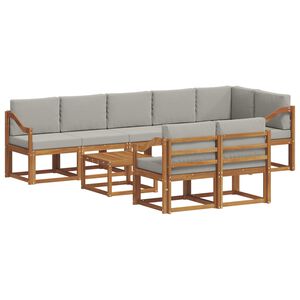 vidaXL Z&aacute;hradn&aacute; s&uacute;prava gaučov s vank&uacute;&scaron;om 9 pcs Pr&iacute;rodn&aacute; a svetlosiv&aacute;