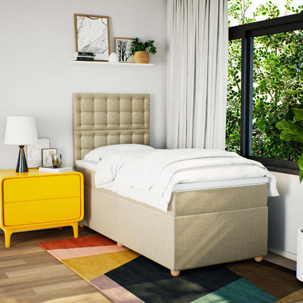 vidaXL Posteľn&yacute; r&aacute;m boxsping s matracom kr&eacute;mov&yacute; 80x200 cm l&aacute;tka