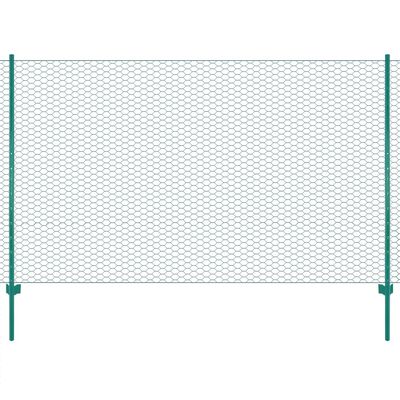 vidaXL Drôtené pletivo so stĺpikmi zelené 25x2 m oceľové
