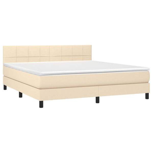 vidaXL Posteľn&yacute; r&aacute;m boxspring s matracom kr&eacute;mov&yacute; 160x200 cm l&aacute;tka