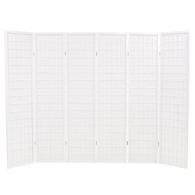 vidaXL Skladací paraván so 6 panelmi, japonský štýl 240x170 cm, biely