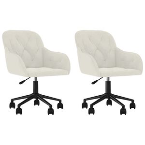 vidaXL Otočn&eacute; jed&aacute;lensk&eacute; stoličky 2 ks kr&eacute;mov&eacute; zamatov&eacute;