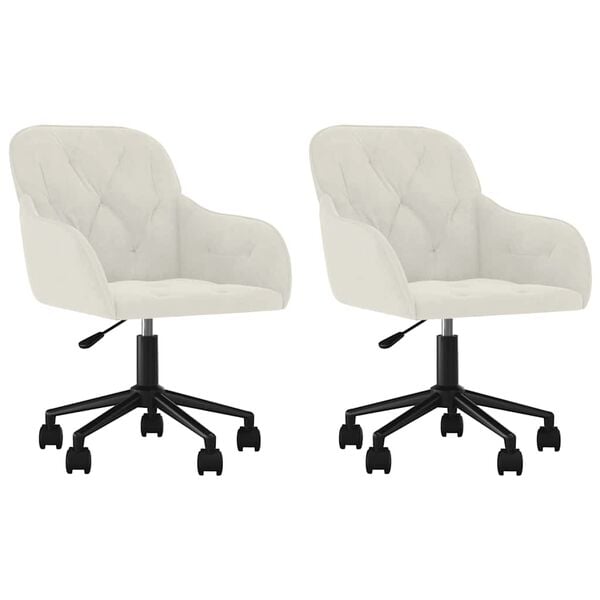 vidaXL Otočn&eacute; jed&aacute;lensk&eacute; stoličky 2 ks kr&eacute;mov&eacute; zamatov&eacute;