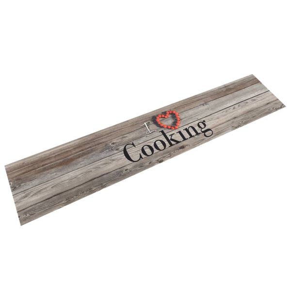 vidaXL Kuchynský koberec umývateľný Cooking sivý 60x300 cm zamat