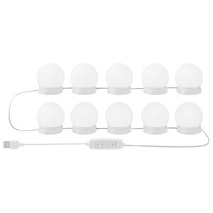 vidaXL Zrkadlov&eacute; svetl&aacute; s LED p&aacute;sikmi Biela 4,5 x 4,5 x 4,7 cm Plast