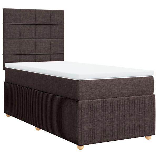 vidaXL Boxspring posteľ s matracom tmavohned&aacute; 100x200 cm l&aacute;tka