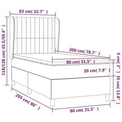 vidaXL Posteľný rám boxsping s matracom hnedý 80x200 cm látka