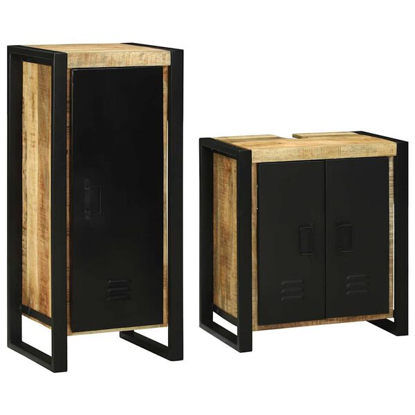 vidaXL Sada kúpeľňového nábytku 2 pcs Hnedá Masívne mango drevo