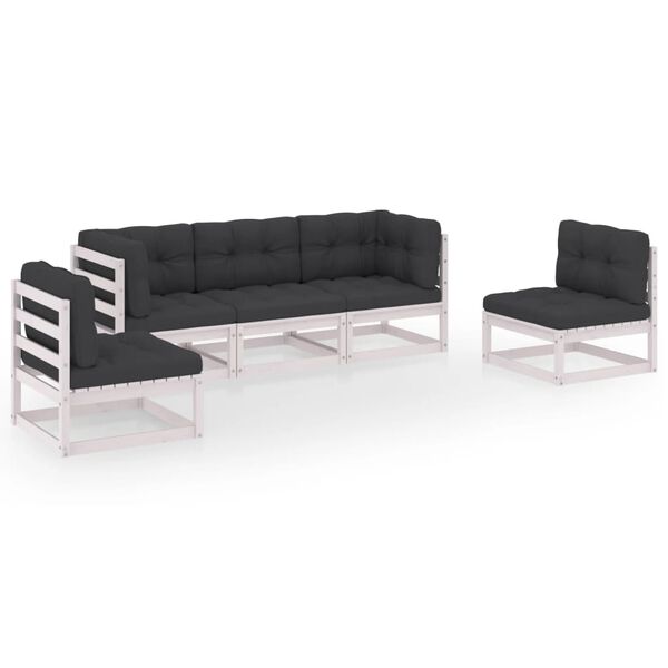 vidaXL 5-dielna záhradná súprava s podložkami, borovicový masív