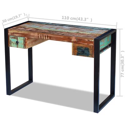 vidaXL Písací stôl, recyklovaný masív