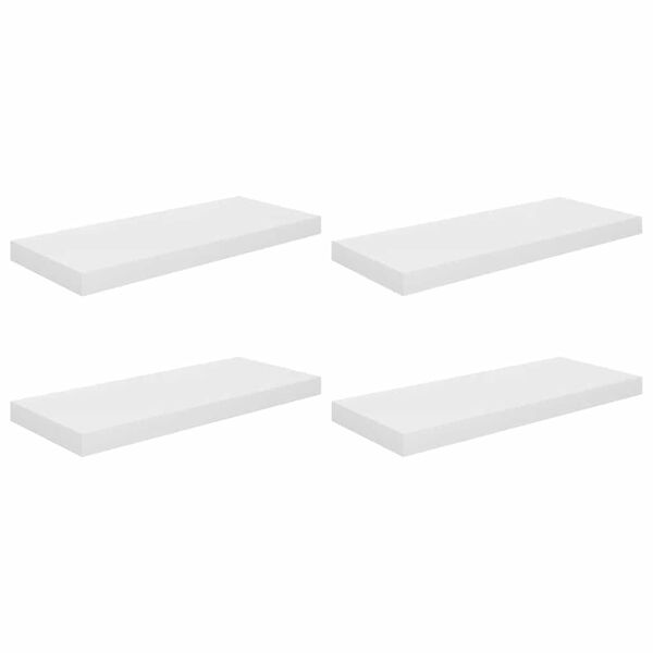 vidaXL Pl&aacute;vaj&uacute;ce n&aacute;stenn&eacute; police 4 ks, leskl&eacute; biele 60x23,5x3,8cm, MDF
