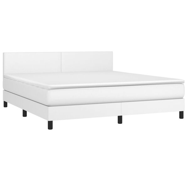 vidaXL Boxspring posteľ s matracom biela 160x200 cm umelá koža