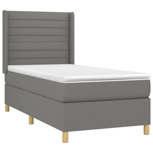 vidaXL Boxspring posteľ s matracom tmavosiv&aacute; 90x200 cm l&aacute;tka