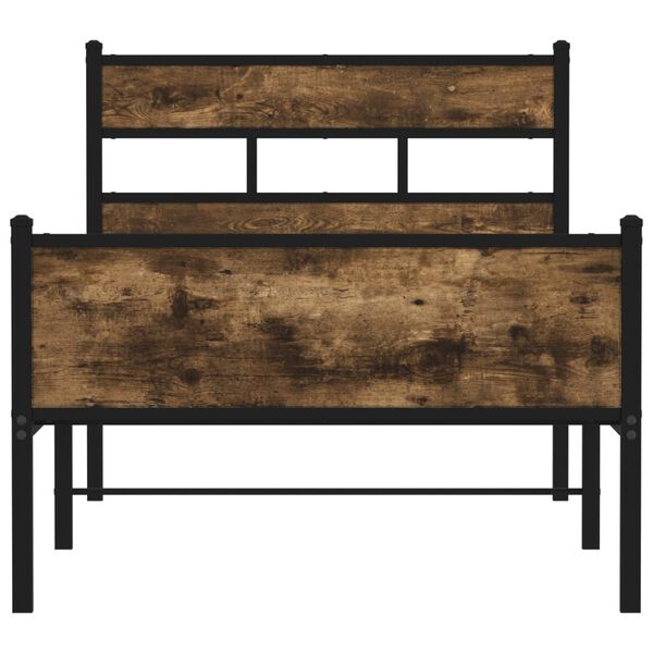 vidaXL Posteľn&yacute; r&aacute;m bez matraca dymov&yacute; dub 107x200 cm kompozitn&eacute; drevo