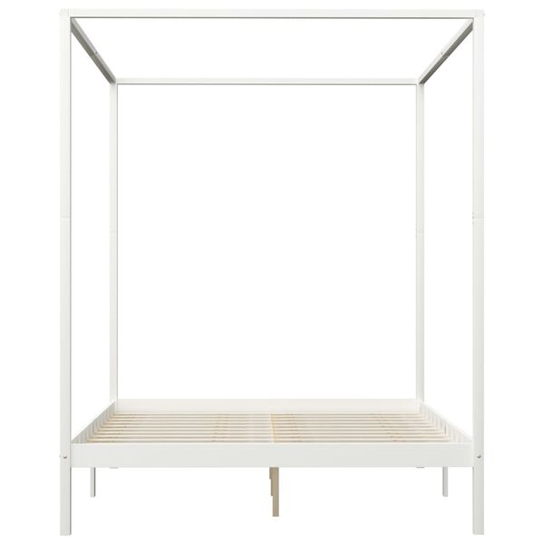 vidaXL Posteľný rám, baldachýn, 2 zásuvky, biely, borovica 180x200 cm