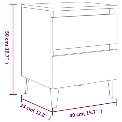 vidaXL Nočný stolík s kovovými nohami dymový dub 40x35x50 cm