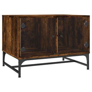 vidaXL Konferenčn&yacute; stol&iacute;k sklenen&eacute; dvierka dymov&yacute; dub 68,5x50x50 cm