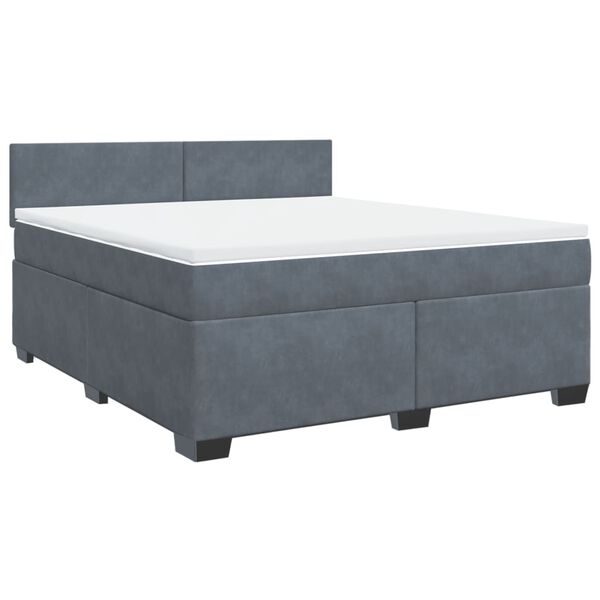 vidaXL Posteľn&yacute; r&aacute;m boxspring s matracom tmavosiv&yacute; 180x200 cm zamat