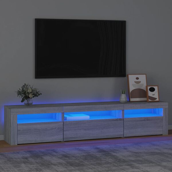 vidaXL TV skrinka s LED svetlami sivá sonoma 195x35x40 cm