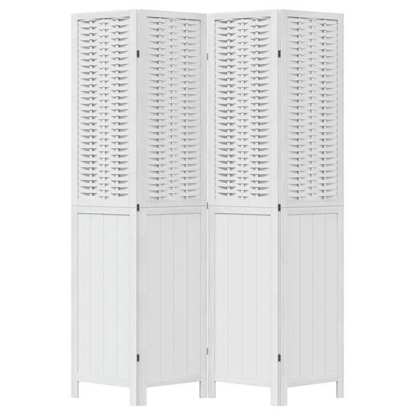 vidaXL Paraván 4 panely biely masívne drevo paulovnie