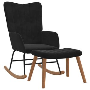 vidaXL Hojdacie kreslo s podnožkou, čierne, zamat