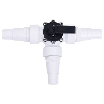 vidaXL Bazénový 3-cestný guľový ventil biely a čierny
