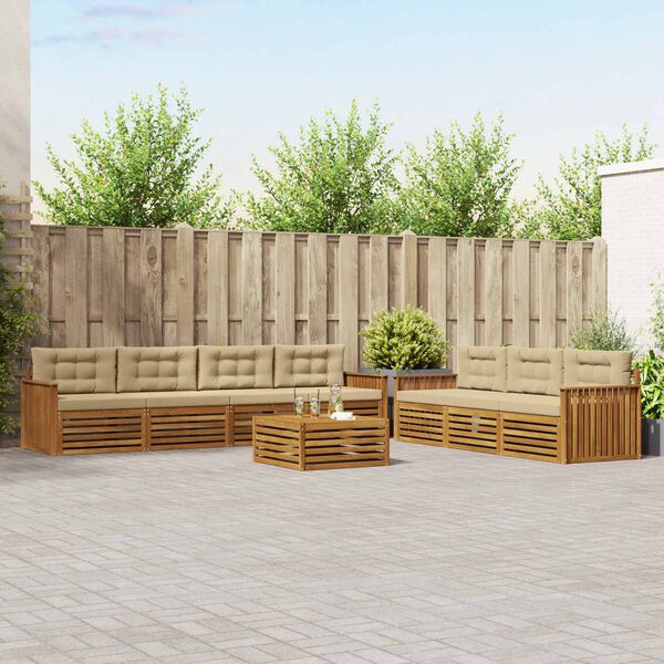 vidaXL Z&aacute;hradn&aacute; s&uacute;prava gaučov s vank&uacute;&scaron;om 8 pcs Pr&iacute;rodn&aacute; a b&eacute;žov&aacute;