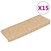 vidaXL Schodov&eacute; rohože 15 ks 65x21x4 cm svetlohned&eacute; s obdĺžnikov&yacute;m okrajom
