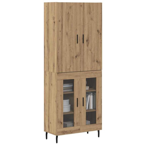 vidaXL Highboard 2 pcs Star&eacute; drevo Drevovl&aacute;knit&aacute; doska a sklo