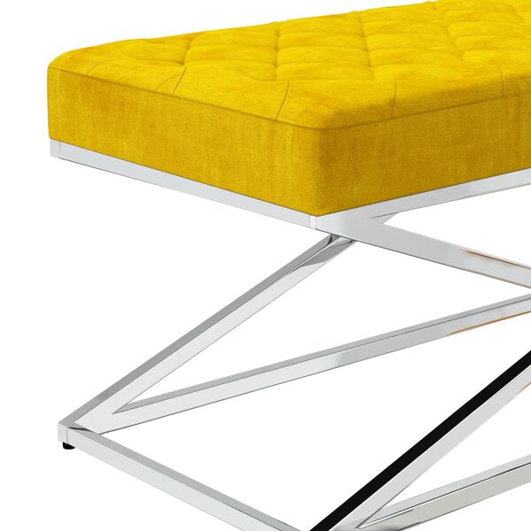 vidaXL Lavička horčicovo-žlt&aacute; zamat a nehrdzavej&uacute;ca oceľ