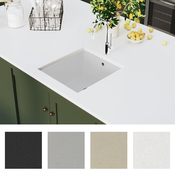 vidaXL Granitový kuchynský drez s jednou vaničkou biely