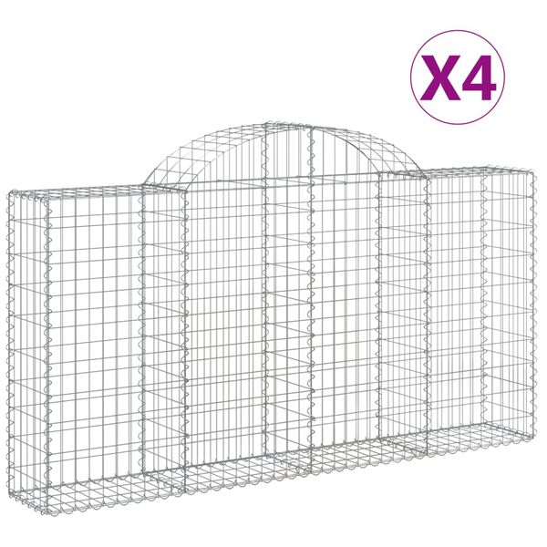 vidaXL Obl&uacute;kov&eacute; gabi&oacute;nov&eacute; ko&scaron;e 4ks 200x30x100/120cm pozinkovan&eacute; železo