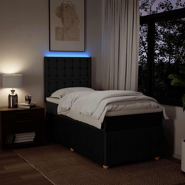 vidaXL Posteľn&yacute; r&aacute;m boxspring s matracom čierny 90x200 cm l&aacute;tka