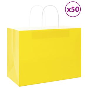 vidaXL Papierov&eacute; ta&scaron;ky 50 ks s r&uacute;čkami, žlt&eacute;, 32x17x25 cm