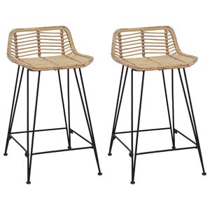vidaXL Barov&aacute; stolička 2 pcs Pr&iacute;rodn&aacute; 44 x 45 x 76 cm Ratan a oceľ