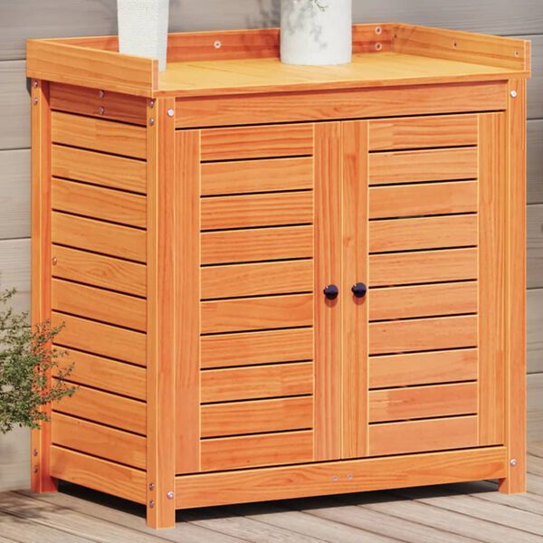 vidaXL Stôl na presádzanie s policami hnedý 82,5x50x86,5 cm borovica