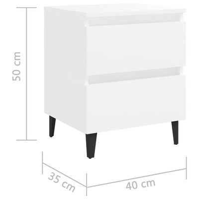 vidaXL Nočný stolík, biely 40x35x50 cm, kompozitné drevo