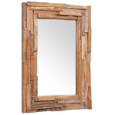 vidaXL Dekoratívne zrkadlo, teakové drevo 90x60 cm, obdĺžnikové