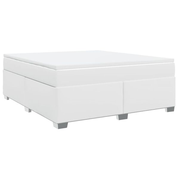 vidaXL Boxspring posteľ s matracom biela 180x200 cm umel&aacute; koža