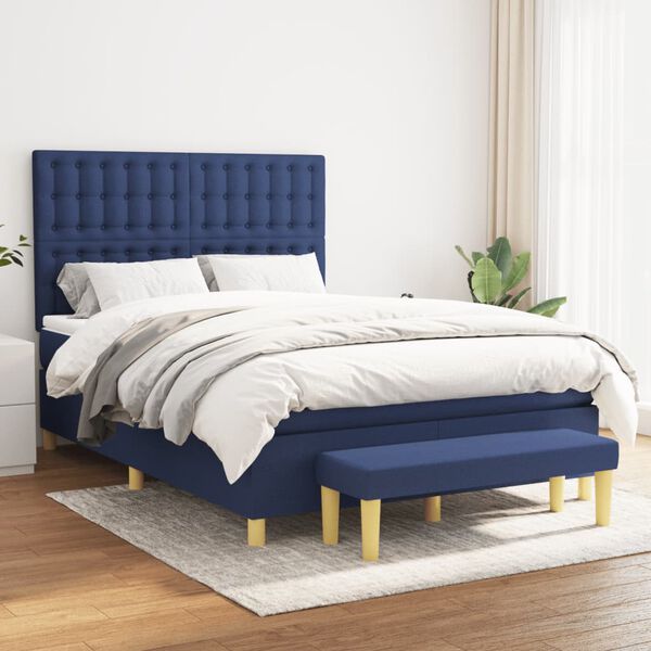 vidaXL Boxspring posteľ s matracom modr&yacute; 140x190 cm l&aacute;tka
