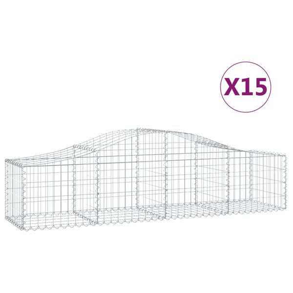 vidaXL Obl&uacute;kov&yacute; gabionov&yacute; k&ocirc;&scaron; 15 ks 200x50x40/60 cm pozinkovan&eacute; železo