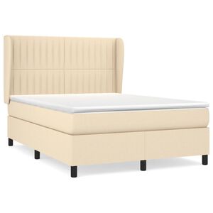 vidaXL Boxspring posteľ s matracom kr&eacute;mov&yacute; 140x190 cm l&aacute;tka