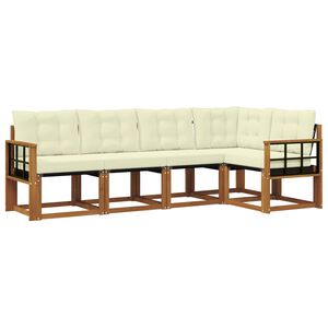 vidaXL Z&aacute;hradn&aacute; s&uacute;prava gaučov s vank&uacute;&scaron;om 5 pcs Pr&iacute;rodn&aacute; a kr&eacute;mov&aacute;