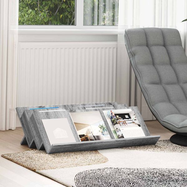 vidaXL Reg&aacute;l na časopisy s poličkou Siv&yacute; Sonoma 90 x 53 x 28,5 cm